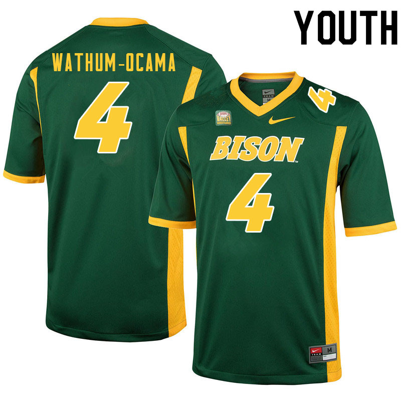 Youth #4 Jenaro Wathum-Ocama North Dakota State Bison College Football Jerseys Sale-Green - Click Image to Close